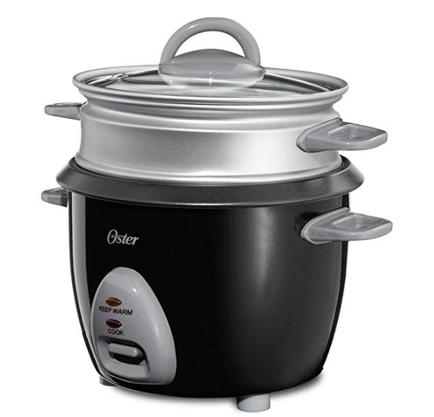 Oster 6-Cup Rice Cooker with Steam Tray, Black