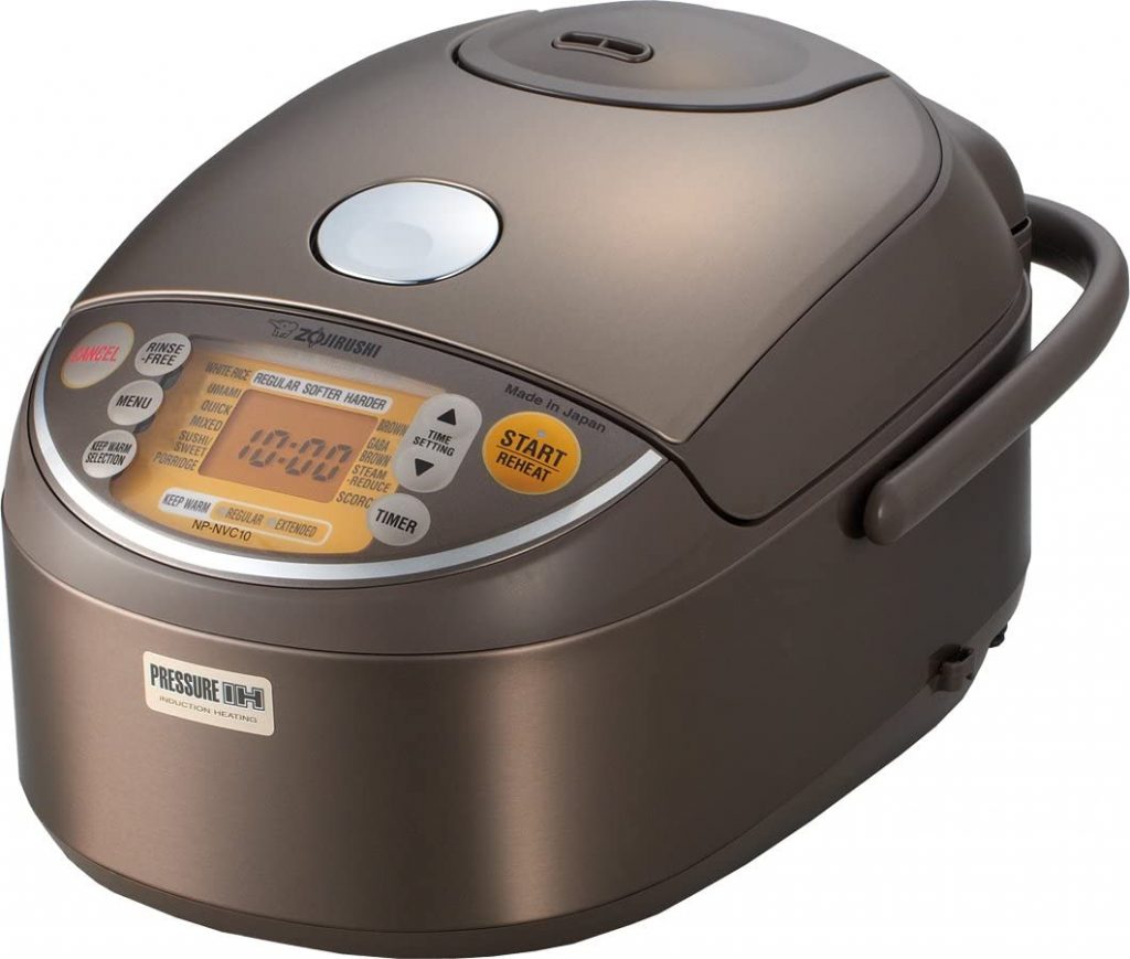 Rice cooker with fuzzy logic cooking technology.